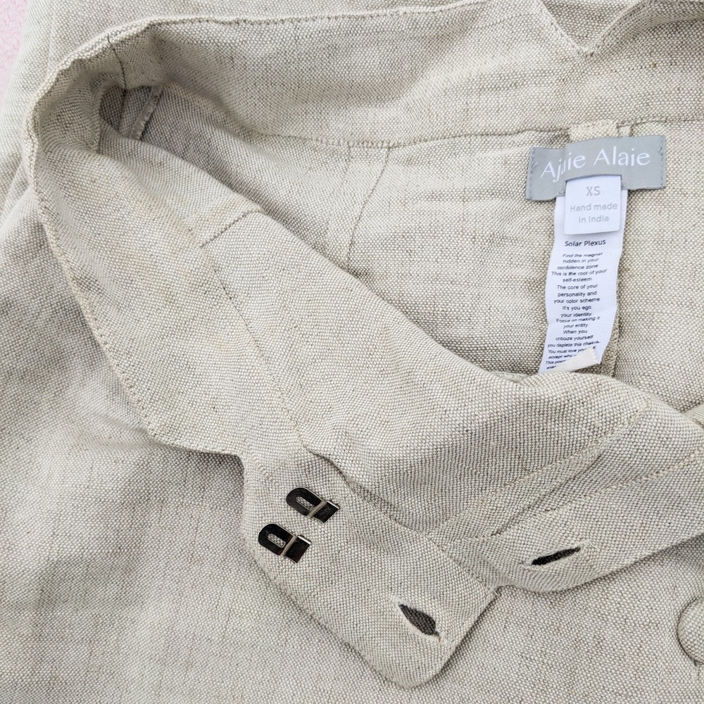 Ajaie Alaie Transitional Linen Skirt XS Beige Button Up Pencil Handmade Chakra - Picture 12 of 16